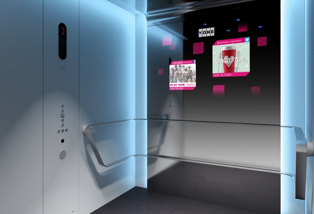 Ecran d'information connecté ascenseur